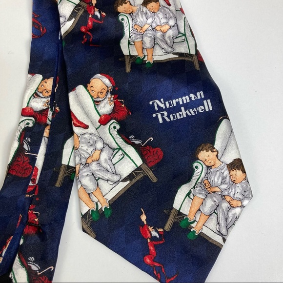 Norman Rockwell Christmas Santa & His Elves Tie New with Tag Vintage - Picture 4 of 7